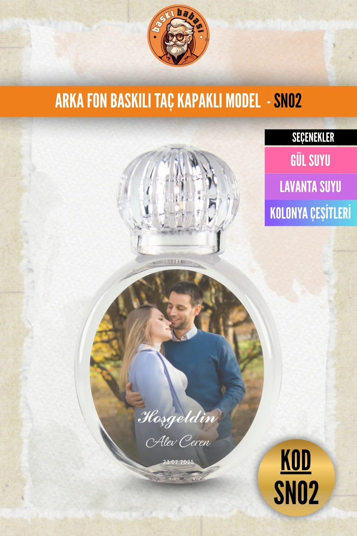 Arka Fon Baskılı Taç Kapaklı Şişe Arka Fon Baskılı Taç Kapaklı Şişe